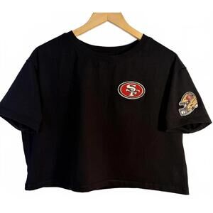 Pro Standard San Francisco 49ers Blk Crop Tee Size M Chenille Applique SF Logo